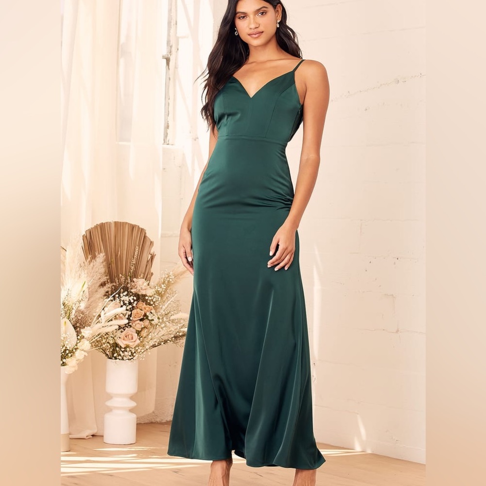 NWT Heartfelt Bliss Emerald Green Sleeveless Cowl Back Maxi Dress Size XS